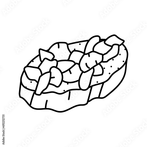 bruschetta appetizer italian cuisine line icon vector. bruschetta appetizer italian cuisine sign. isolated contour symbol black illustration