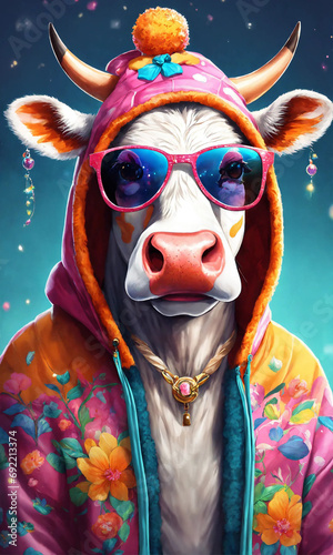 Vaca con gafas y chaqueta © LuisEnrique