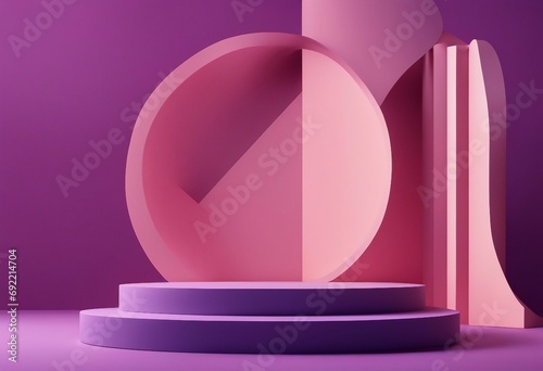 Abstract minimalistic scene with geometric forms podium on purple background with shadows product © ArtisticLens