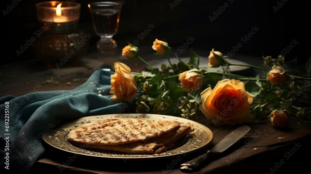 Symbolic Pesach Items On Wooden Table , Background HD, Illustrations