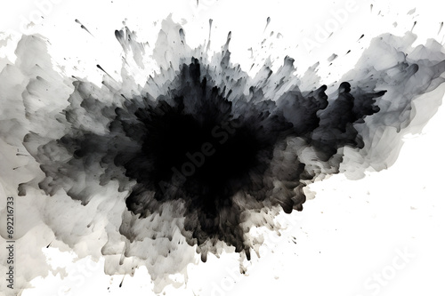 black ink splash smoke,watercolor,isolate background