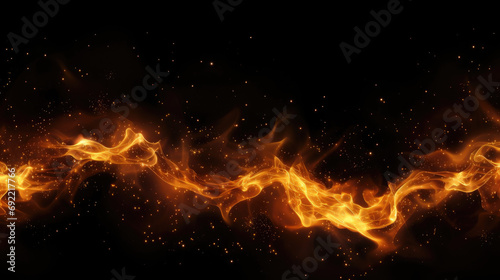 Realistic isolated fire effect for decoration and covering on black background. Concept of particles , sparkles, flame and light on white background  © Pixel Town