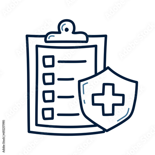 Hand drawn Medical Records doodle line illustration. Medical Records doodle icon vector.