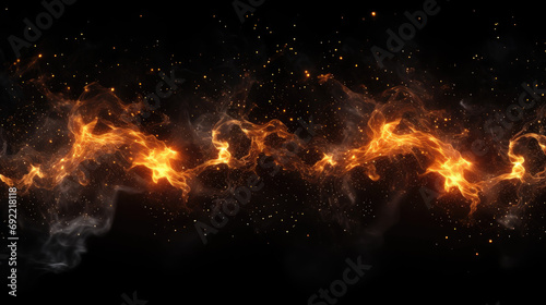 Realistic isolated fire effect for decoration and covering on black background. Concept of particles , sparkles, flame and light on white background  photo