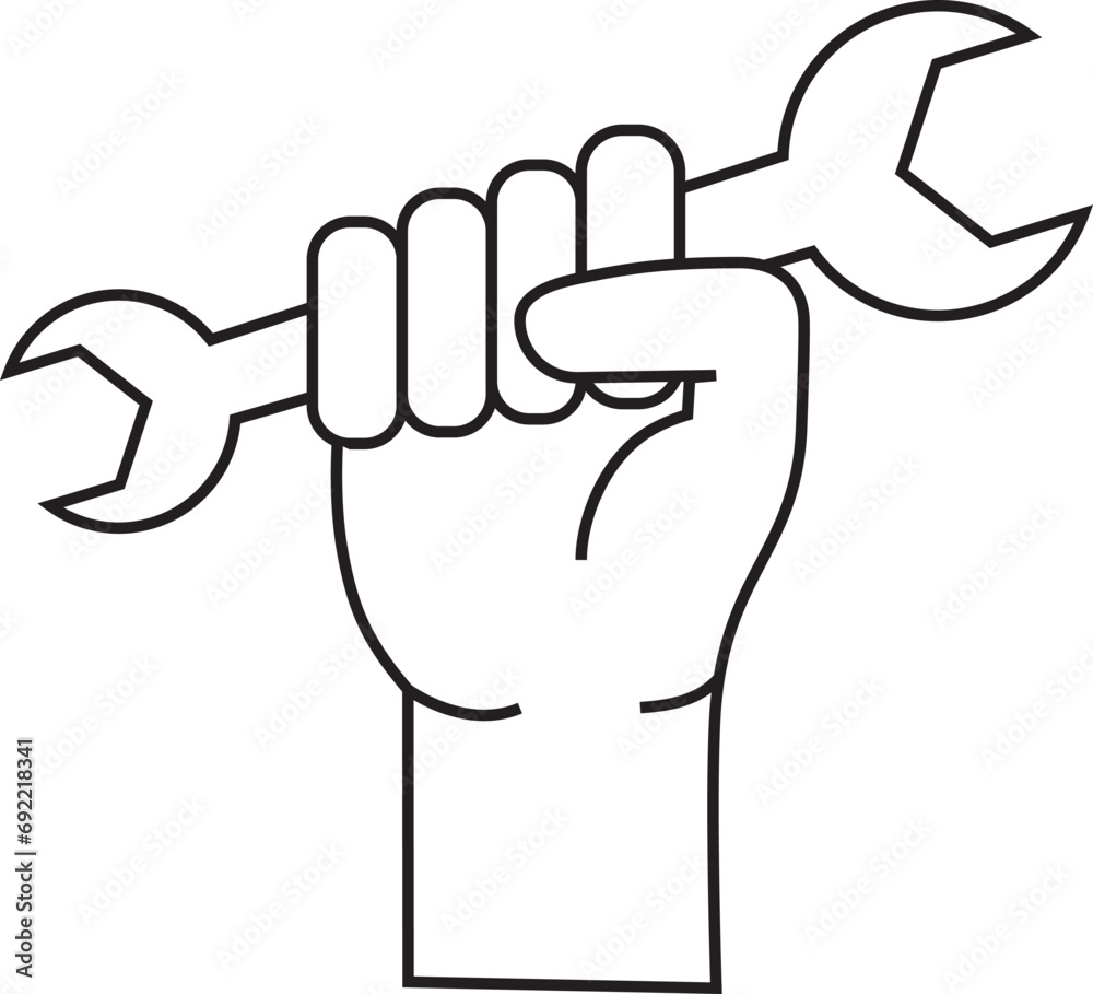 illustration of an icon carrying a wrench for repairs, a symbol of a repairman illustration of an icon carrying a wrench for repairs, a symbol of a repairman