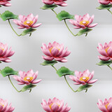 Crochet Lotus on Gray Background Seamless Pattern
