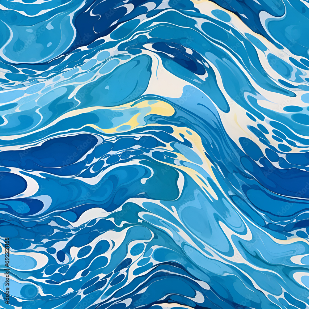 Ebru painting texture seamless pattern. Blue, white colors abstract background with swirl lines. Seamless liquid fluid. Marbling style effect for unique textile print Ebru painting texture seamless pattern. Blue, white colors abstract background with swirl lines. Seamless liquid fluid. Marbling style effect for unique textile print