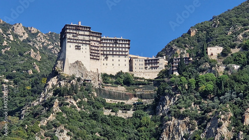 The monastery of Simonopetra in Mount Athos monastic republic, Greece photo