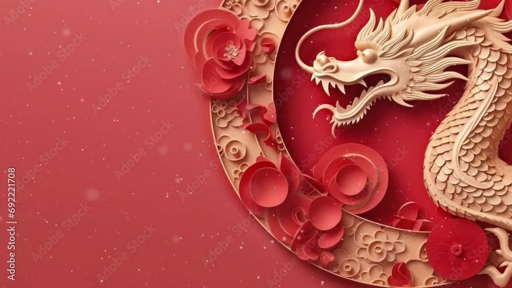 Anamorphic video Happy Chinese New Year. Year of the dragon zodiac sign. Anamorphic video Happy Chinese New Year. Year of the dragon zodiac sign.