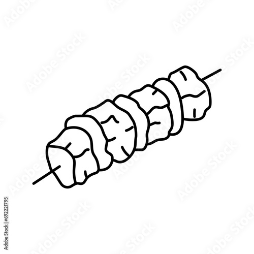 kebab skewer turkish cuisine line icon vector. kebab skewer turkish cuisine sign. isolated contour symbol black illustration