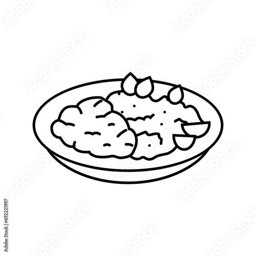 iskender kebab turkish cuisine line icon vector. iskender kebab turkish cuisine sign. isolated contour symbol black illustration