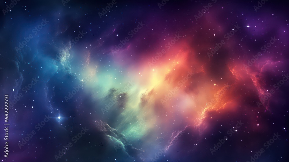 Beautiful colorful space galaxy shiny cloud nebula. Stary night cosmos. - obrazy, fototapety, plakaty 