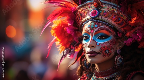 Carnival in Barranquilla, Colombia: A dazzling spectacle of vibrant costumes, rhythmic music, and lively dances, celebrating the city's rich cultural heritage and festive spirit. © Ruslan Batiuk
