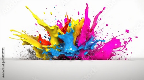 CMYK colorful splashes on white background. 3d rendering photo