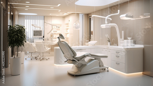 modern dental clinic interior with dentist 's chair photo