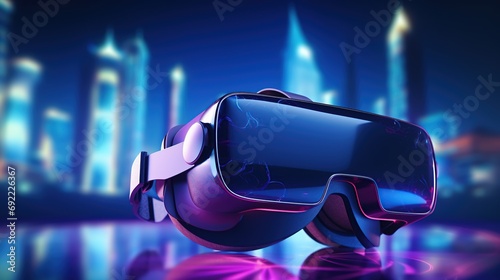 VR virtual reality glasses. Virtual reality goggles, isolated on colorfull background.
 photo