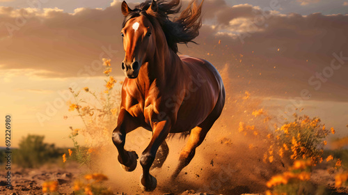 Dawn Sprint Wild Horse in Vibrant Hues