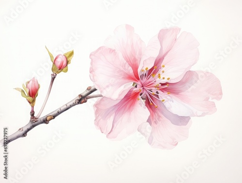Brushes Artistry Single Sakura Blossom in Watercolor © SaroStock