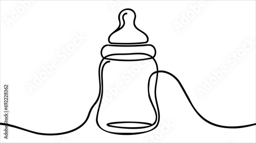 One line continuous of baby pacifier. Minimalist style vector illustration in white background