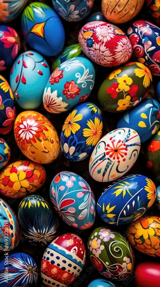 Vertical image of a beautiful colorful painted easter eggs Vertical image of a beautiful colorful painted easter eggs