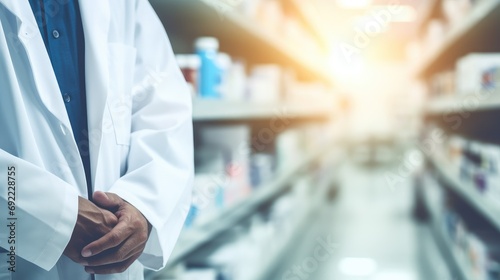 Blurred background of a pharmacy store photo