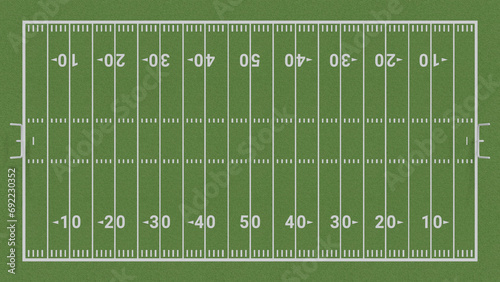 American football field outline on a green grass background.