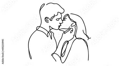 Man and woman Line art. Sexy couple line. kiss Valentine's Day
