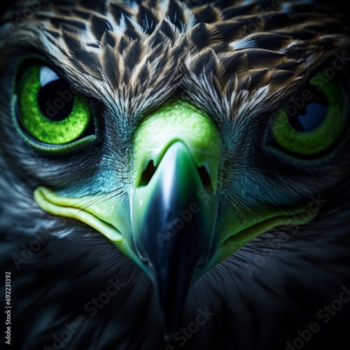 eagle face green eyes illustration