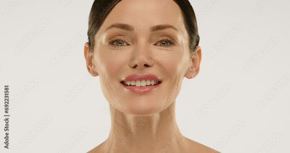Attractive actress over 40 demonstrates her beauty and elegance. She ...