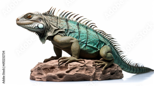 Lizard Black Iguana male and female, Ctenosaura similis, sitting on the stone. Generative Ai © Witri
