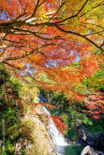 秋の見帰りの滝 佐賀県唐津市 Autumn Mikaeri Waterfall. Saga Pref, Karatsu City.