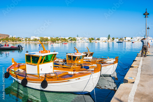 Fishing boats in Pollonia port, Milos island, Cyclades, Greece photo