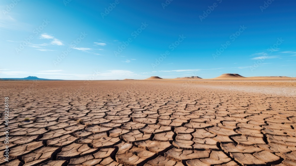 Cracked Soil in Barren Desert Landscape