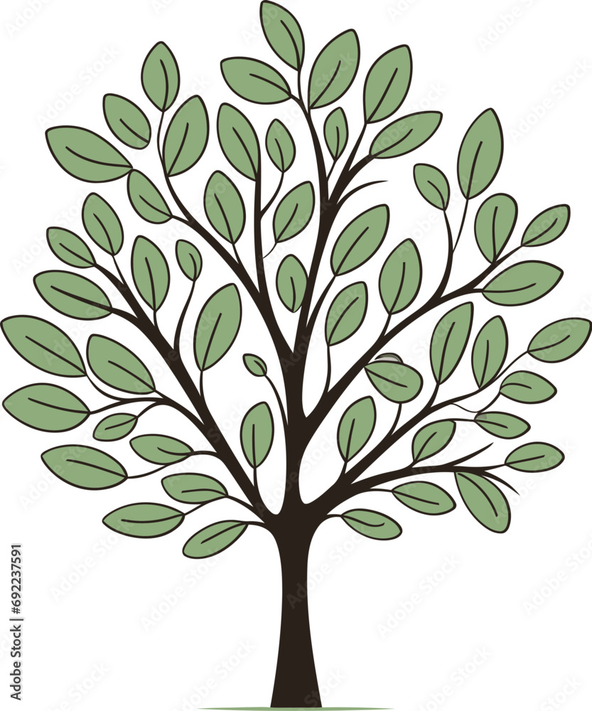 Fototapeta premium Enchanted Forests Illustrated Tree Vector ChroniclesWhimsical Woodlands Handcrafted Vector Trees