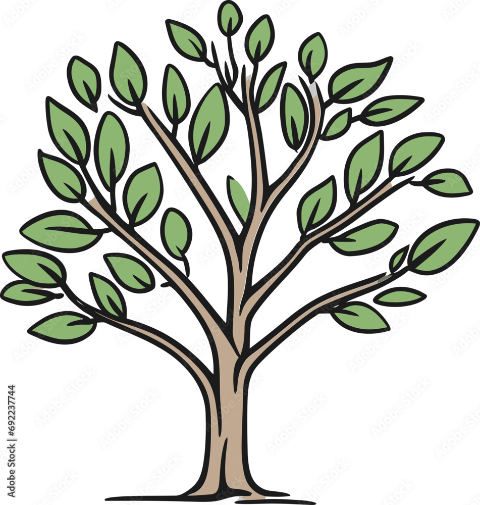 Obraz premium Enchanted Canvases Illustrated Tree Vector GalleryWhispering Woodlands Handcrafted Vector Trees