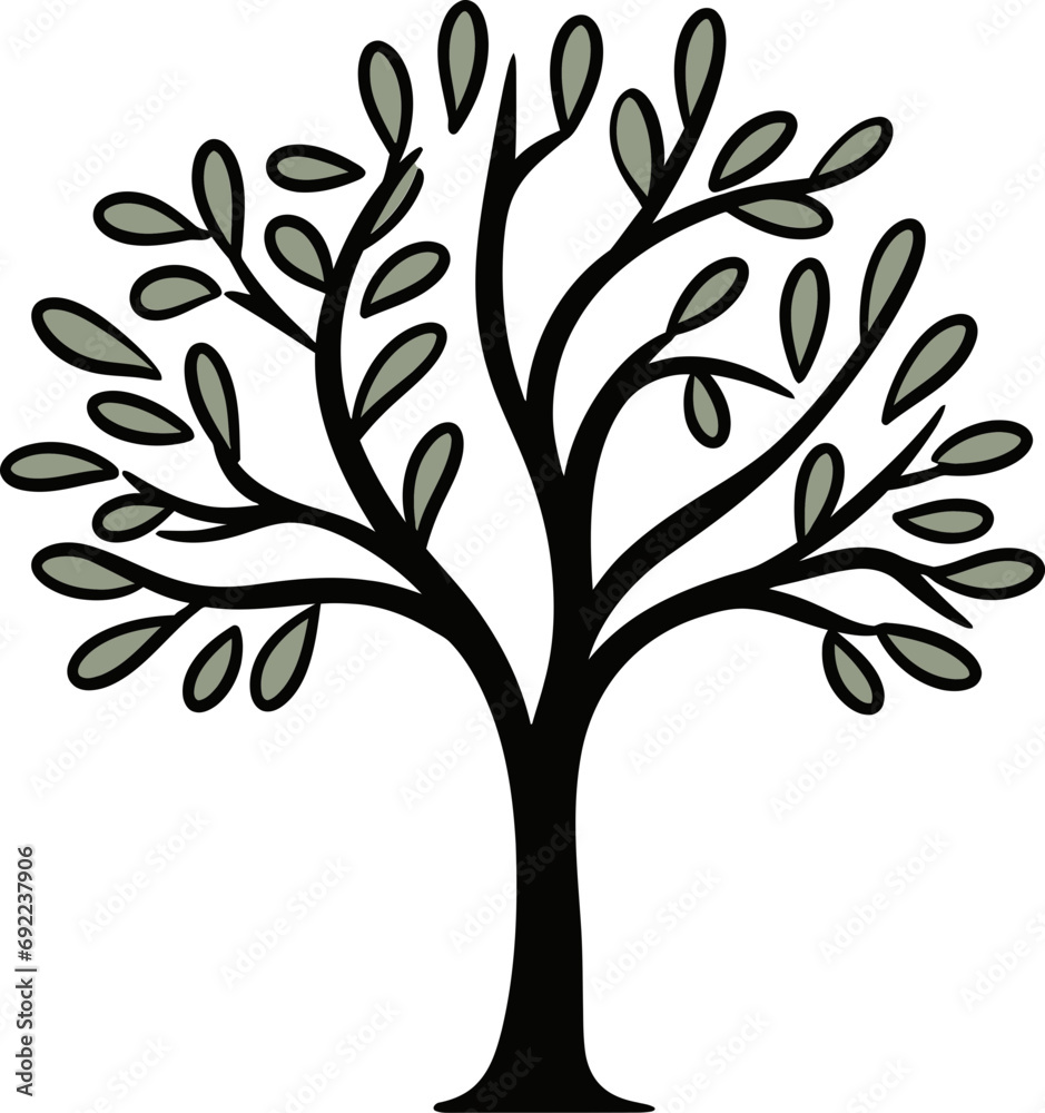 Obraz premium Arboreal Anthems Hand-Rendered Tree Vector MelodiesBotanical Odyssey Hand-Drawn Tree Vector Expedition