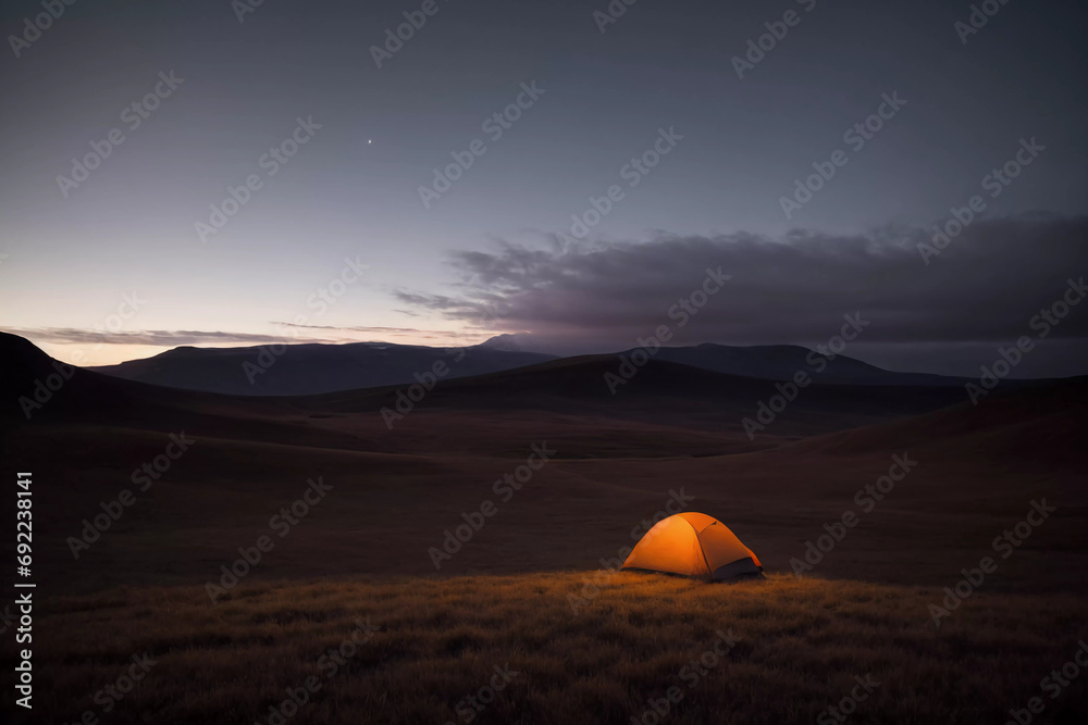 Solitude in Majesty: Discover the Mesmerizing Isolation of a Tent Amidst Breathtaking Mountain Scenery!