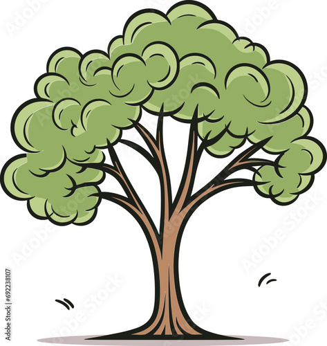 Tranquil Tranquility Hand-Drawn Tree Vector PeaceFoliage Reveries Illustrated Tree Vector Daydreams