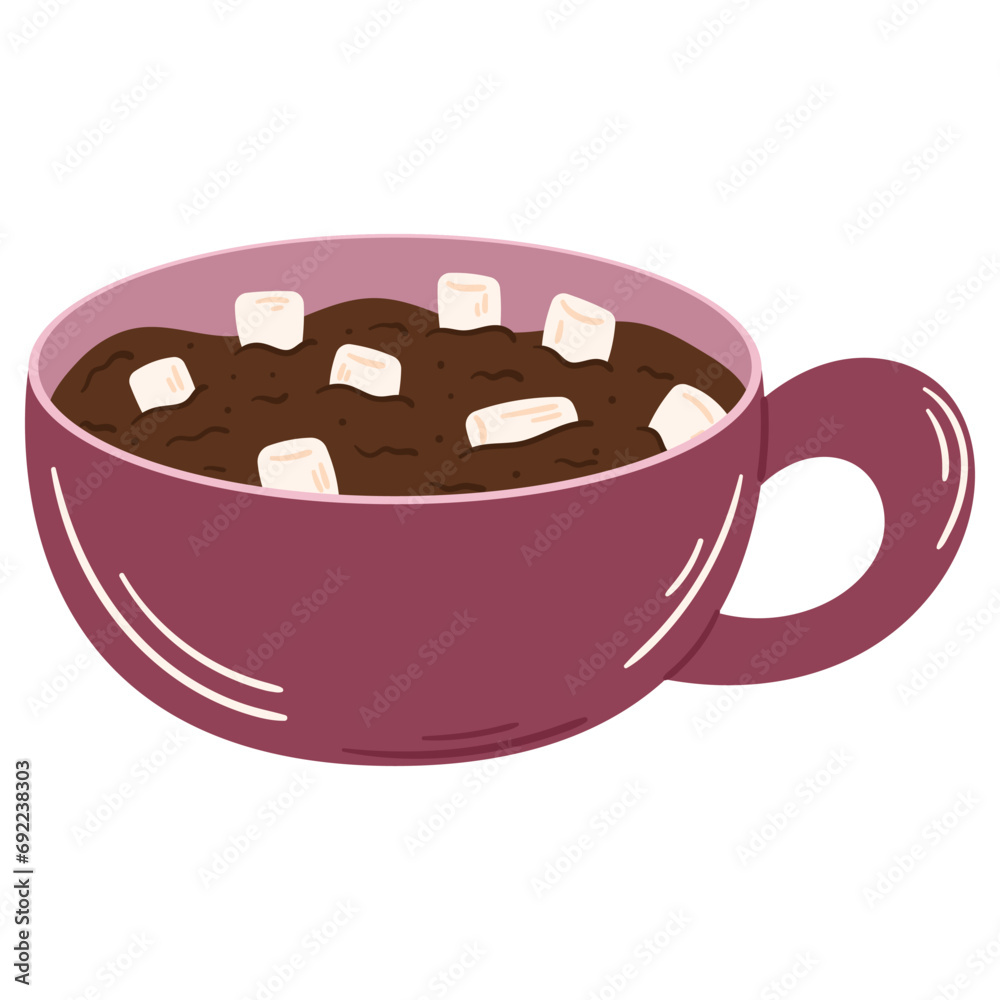 Hot cocoa with marshmallows in a cup. Hot cocoa with marshmallows in a cup.