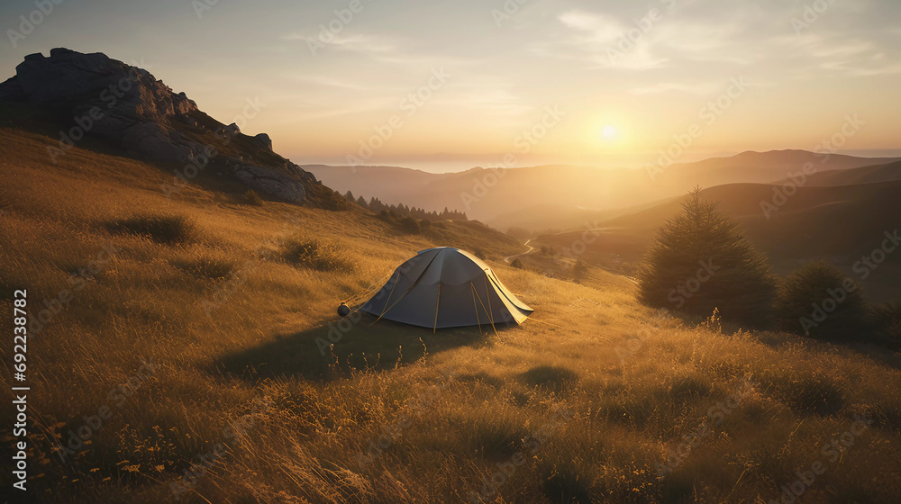 Solitude in Serenity: Embrace the Astonishing Beauty of a Remote Tent Amidst Majestic Mountain Vistas!
