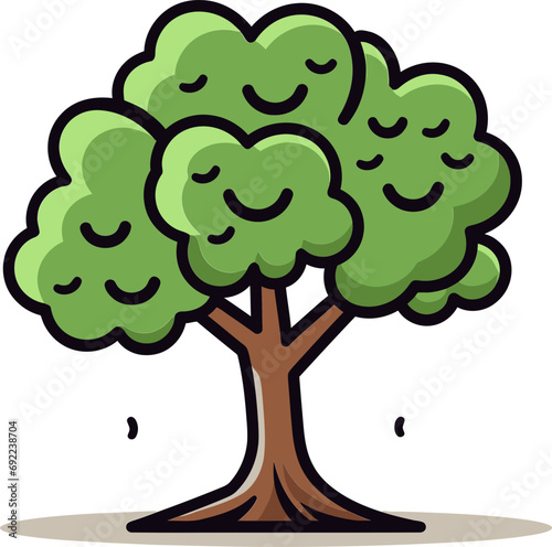 Tranquil Arboretum Hand-Drawn Tree Vector GardenFoliage Reveries Illustrated Tree Vector Daydreams