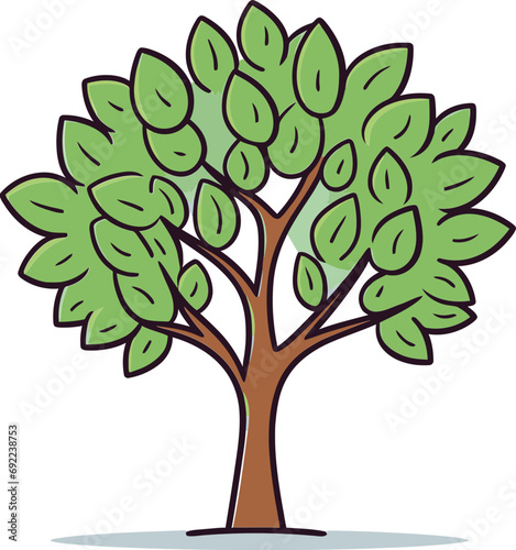 Tranquil Arboretum Hand-Drawn Tree Vector GardenFoliage Reveries Illustrated Tree Vector Daydreams