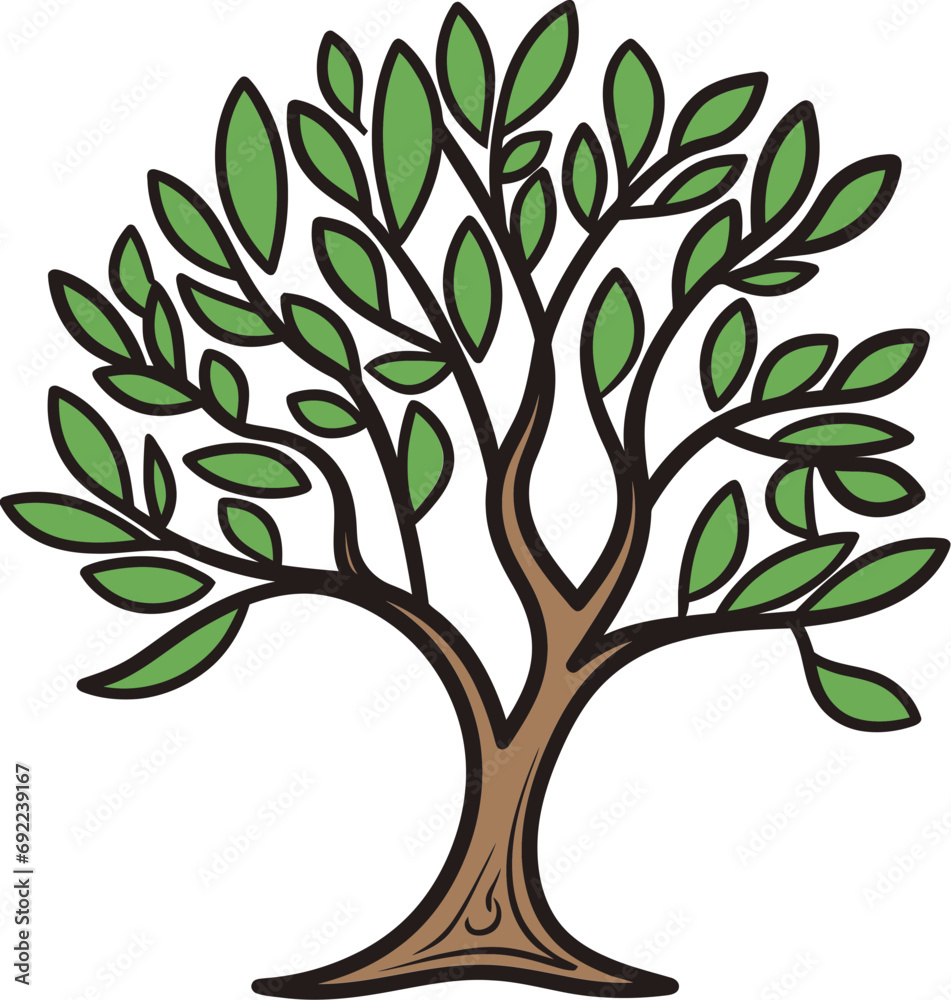 Fototapeta premium Arboreal Harmony Handcrafted Vector SymphonyNatures Canvas Hand-Rendered Tree Vector Art