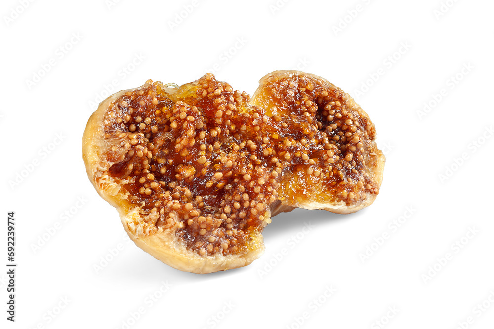 Dried figs. One torn dry fig isolated on a white. Dried fruit Dried figs. One torn dry fig isolated on a white. Dried fruit