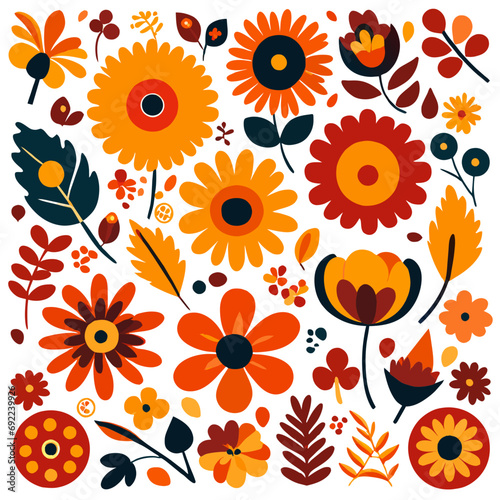 Autumn flower pattern vector