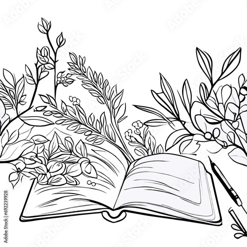 Book with flowers illustration vector