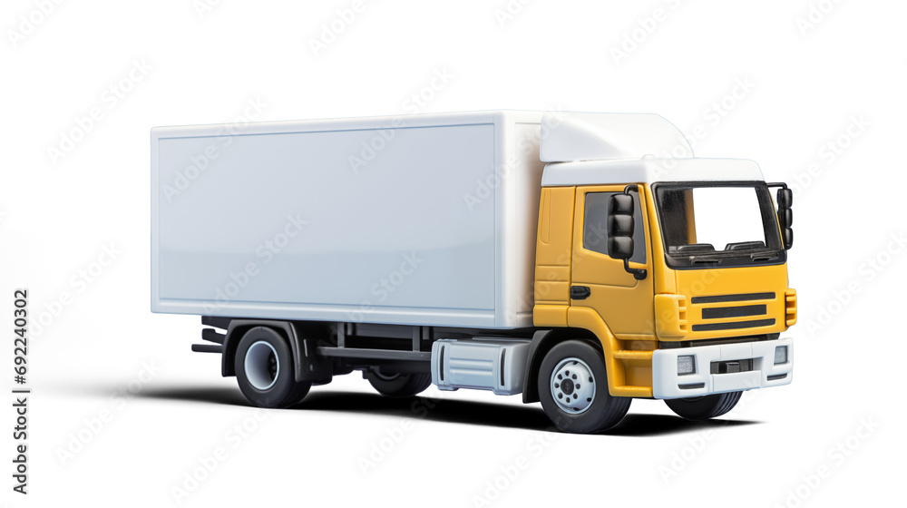 White truck isolated from transparent background. Generative AI White truck isolated from transparent background. Generative AI