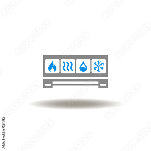 Vector illustration of split system or air conditioner. Icon of HVAC Heating Ventilation Air Conditioning. Symbol of air cooling heating circulation technology.