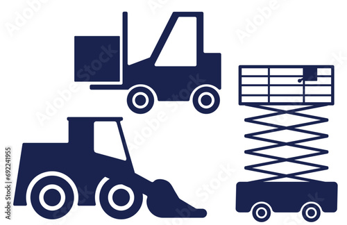 Forklift, Aerial Lift, Skid Steer Construction Icons