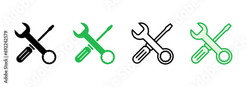 Repair tools icon set. tool icon vector. setting icon vector. Wrench and screwdriver. support, Service